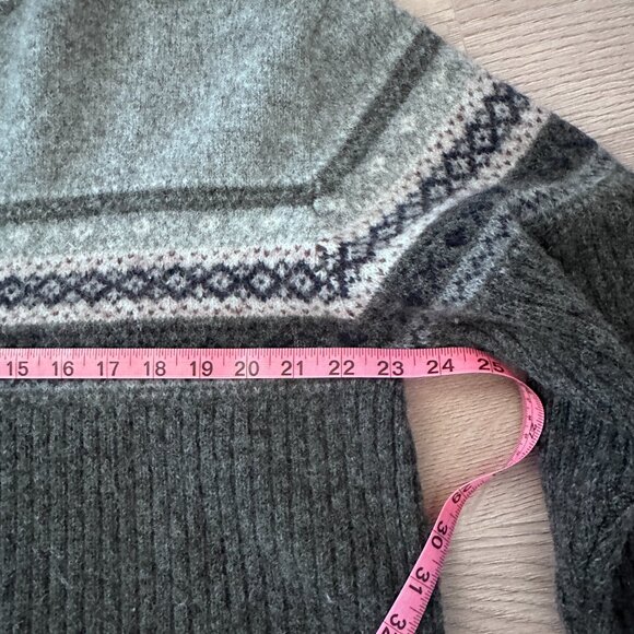 100% Wool Nordic Fair Isle Ski Sweater sz L - Charcoal - Picture 8 of 11